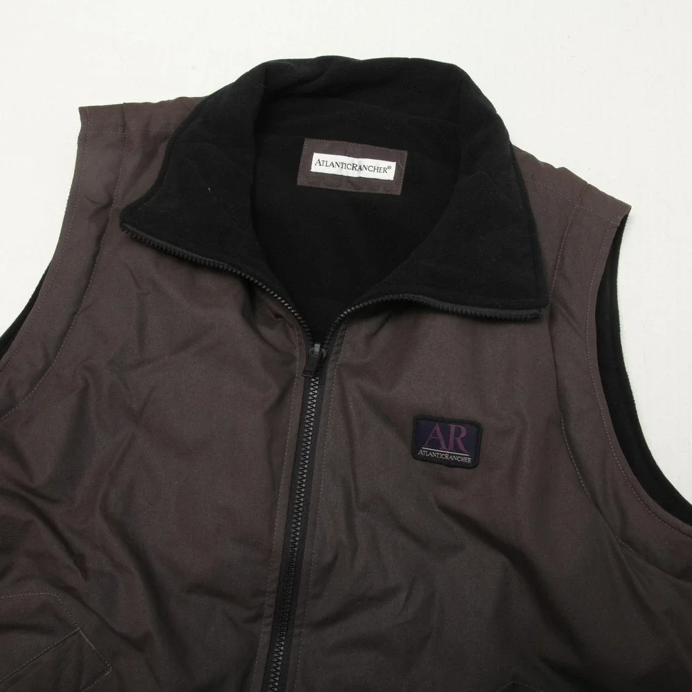 AtlanticRancher Vest Mens Large Brown Full Zip Fleece Lined Insulated Puffer - Picture 1 of 13